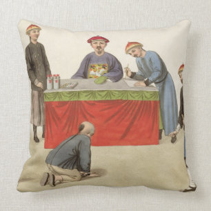 A Culprit before a Magistrate, plate 1 from 'The P Throw Pillow