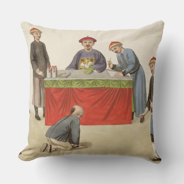 A Culprit before a Magistrate, plate 1 from 'The P Throw Pillow (Front)