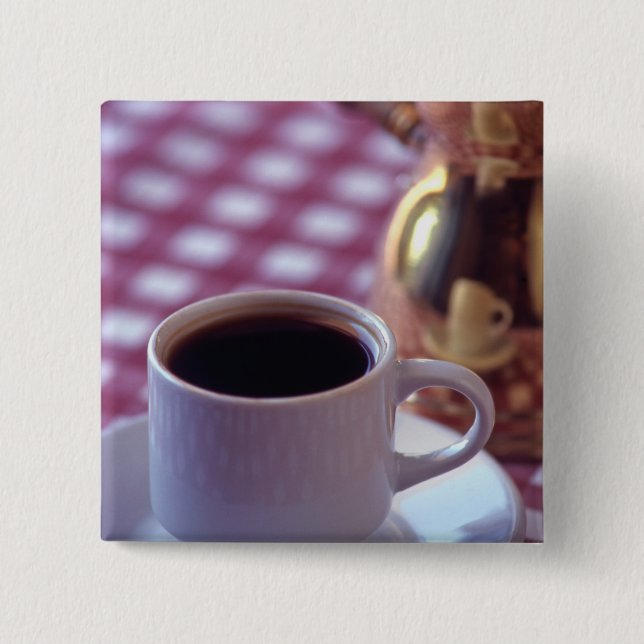 A cup of Arabic Coffee. Syria. The Middle 2 Inch Square Button (Front)