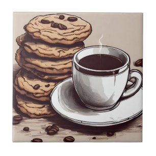 A Cup of Coffee and Cookies  Tile