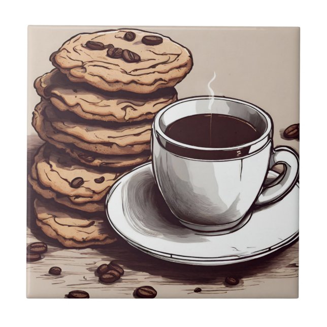 A Cup of Coffee and Cookies  Tile (Front)