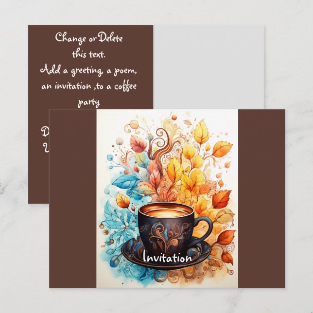 A cup of coffee with flowers invitation postcard (Front/Back)
