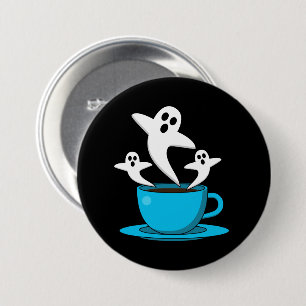 A Cup of Ghost Smoking Coffee 3 Inch Round Button