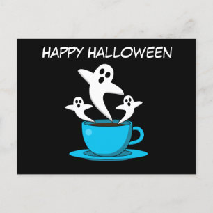 A Cup of Ghost Smoking Coffee Add Name Announcement Postcard