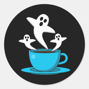 A Cup of Ghost Smoking Coffee Classic Round Sticker