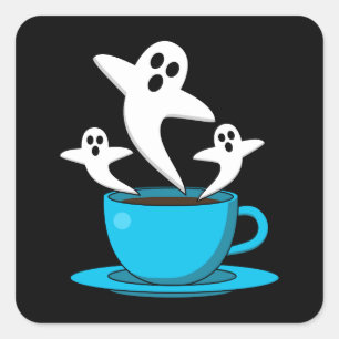 A Cup of Ghost Smoking Coffee Square Sticker
