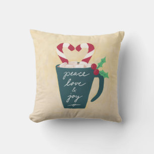 A Cup of Peace, Love and Joy Throw Pillow