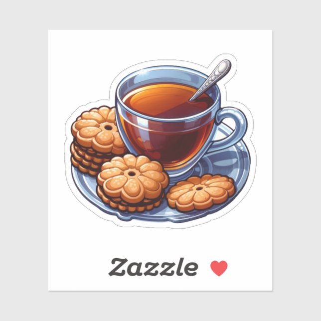 a cup of tea and some cookies on a plate (Sheet)
