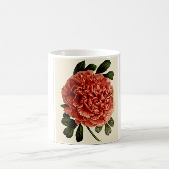 A cup with beautiful read flower. (Center)