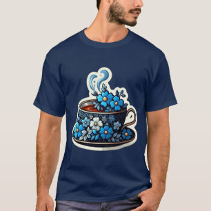 a cup with decorative blue flow filled with tea T-Shirt