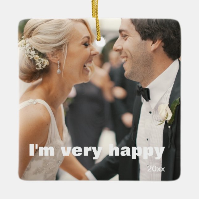 A Customizable 2-sided Elegant Scrolls 2 Photo Ceramic Ornament (Front)