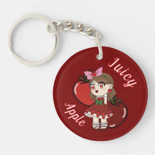 A Customized Key Chain with Cute Apple Chibi