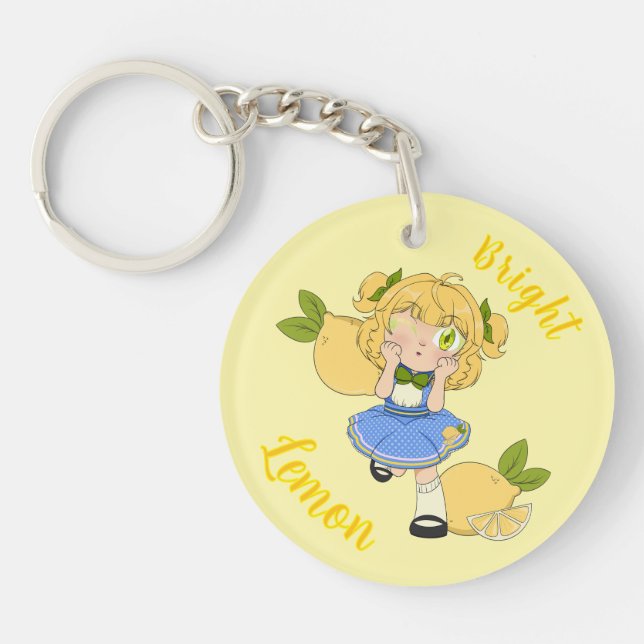 A Customized Key Chain with Cute Lemon Chibi (Front)