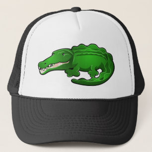 A Cute Alligator or Crocodile Cartoon Character Trucker Hat