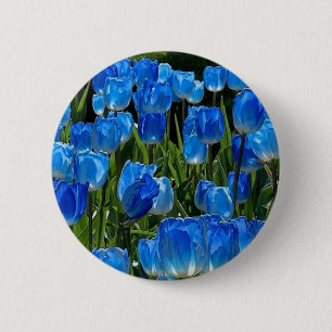 A cute and elegant blue flower brooch 2 inch round button