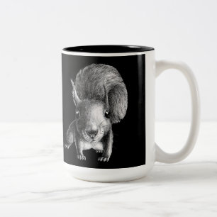 A Cute and Funny Curious Squirrel Two-Tone Coffee Mug