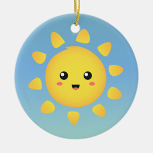 A cute and happy sun that shines brightly around ceramic ornament