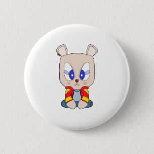 A cute and stylish bear with an ear piercing 2 inch round button