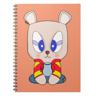 A cute and stylish bear with an ear piercing notebook