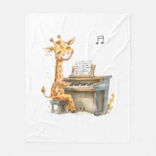 A Cute Baby Giraffe Plays The Guitar  Fleece Blanket