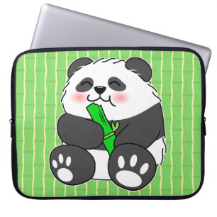 A Cute Baby Panda Eating Bamboo Stalk Laptop Sleeve