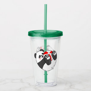 A Cute Baby Panda Playing with a Ball Acrylic Tumbler