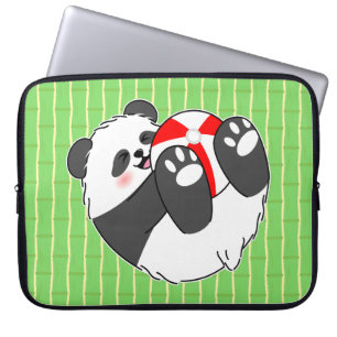 A Cute Baby Panda Playing with a Ball Laptop Sleeve