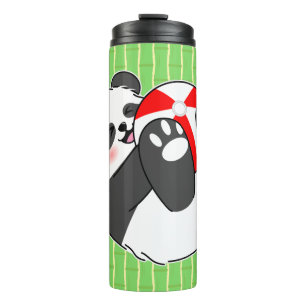 A Cute Baby Panda Playing with a Ball Thermal Tumbler