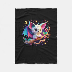 A Cute Bat In The Dark Night. Sticker Fleece Blanket