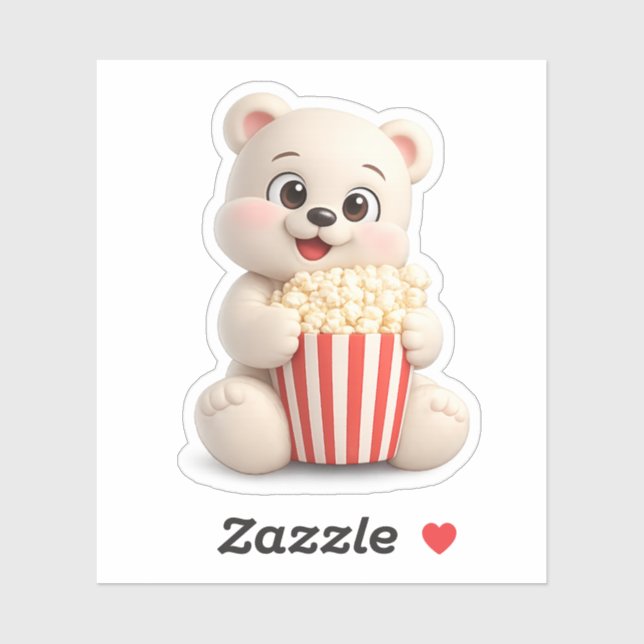 A cute bear character eating popcorn. (Sheet)