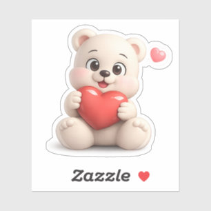 A cute bear character holding a heart.