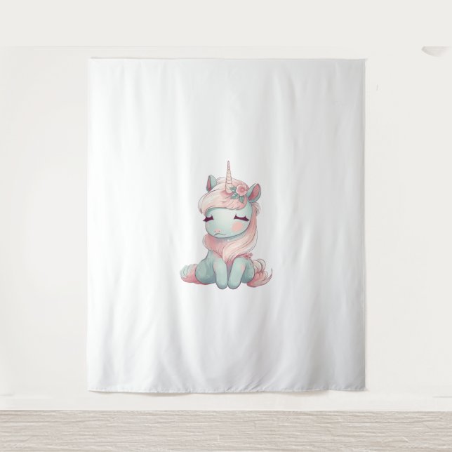 A cute beautiful proud unicorn  tapestry (Front)