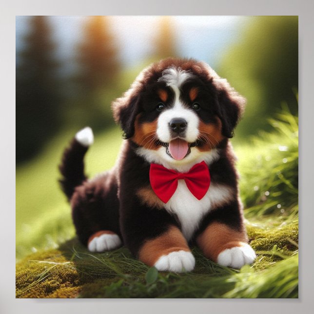 A cute Bernese mountain puppy Poster (Front)