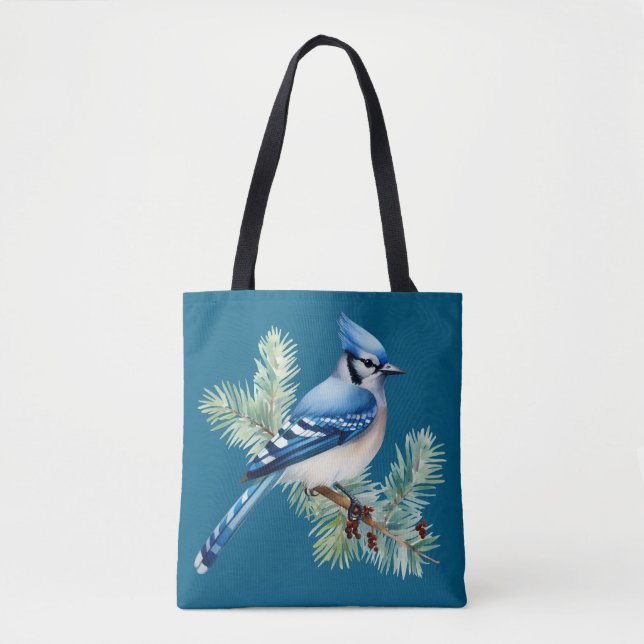A Cute Blue Jay  Tote Bag (Front)