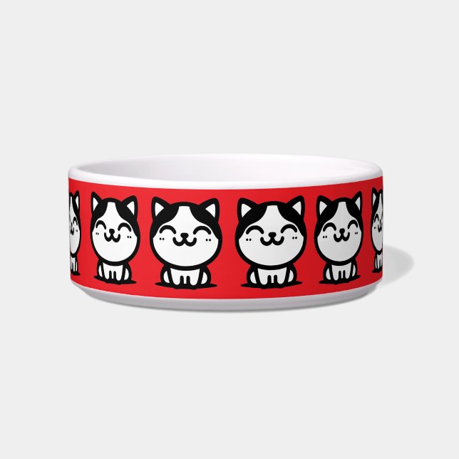 A Cute Bright Red Cats Bowl (Front)