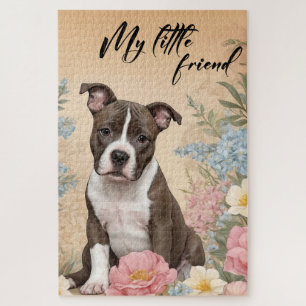 A cute brown Staffordshire Terrier puppy Jigsaw Puzzle