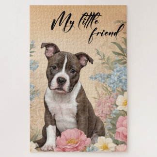 A cute brown Staffordshire Terrier puppy  Jigsaw Puzzle