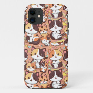 A cute calico cat seamless pattern phone casecover iPhone 11 case