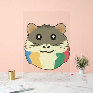 A Cute Cartoon Animal with a Multicolored Scarf Acrylic Sign
