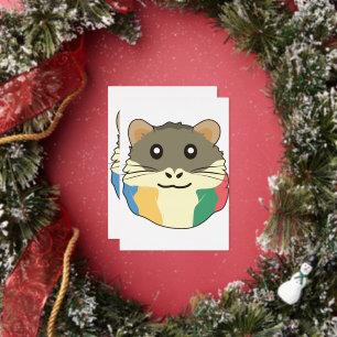 A Cute Cartoon Animal with a Multicolored Scarf Foil Holiday Card