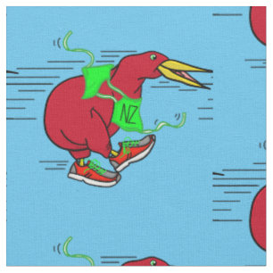 A cute cartoon Kiwi running wearing shoes Fabric