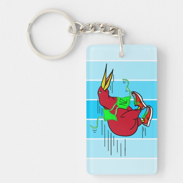 A cute cartoon Kiwi running wearing shoes Keychain (Front)