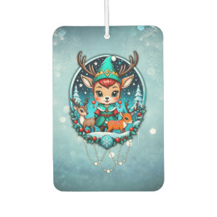 A cute cartoon style reindeer elf  air freshener