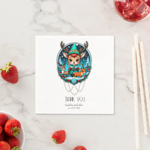 A cute cartoon style reindeer elf  napkin