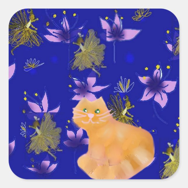 A cute cat named Catool Square Sticker (Front)
