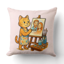 A cute cat paints a portrait of its family 