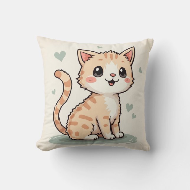 a cute cat throw pillow (Front)