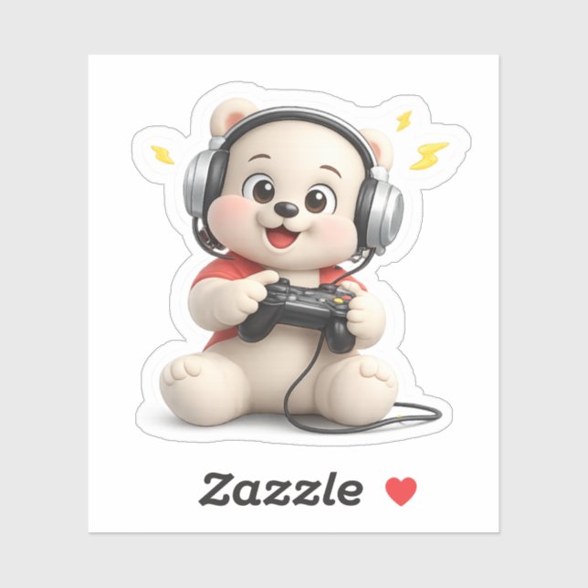 A cute character of a bear playing PlayStation. (Sheet)