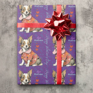 A cute Chihuahua on a Valentine's Day card, Wrapping Paper