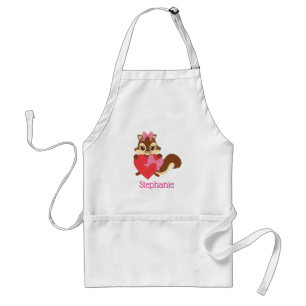 A cute chipmunk with a heart standard apron